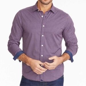 UNTUCKit Red & Navy Wrinkle-Free Balzon Slim Fit Shirt XXL Office Preppy